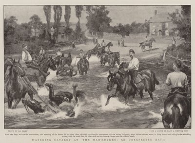 Cavalerie water geven bij de manoeuvres, een onverwachte bad door Walter Stanley Paget